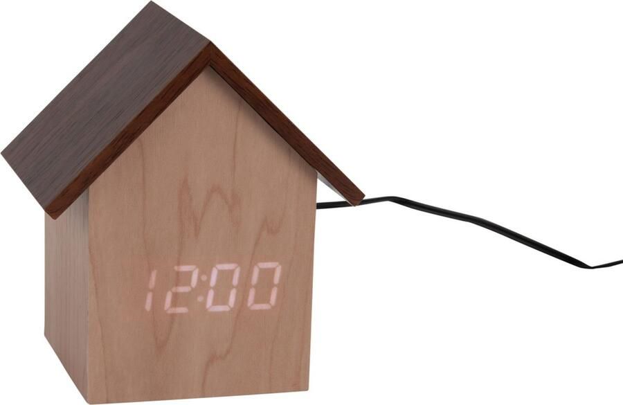 Karlsson Wekker House LED Bruin 7.3x9.7x10.8cm Modern vogelhuis vorm
