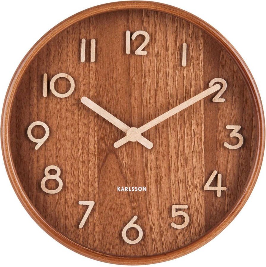 Karlsson Pure Wandklok Lindenhout Diameter 22 cm Donkerbruin