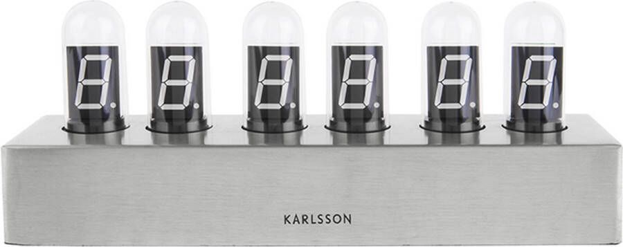 Karlsson Tafelklok Cathode Geborsteld Staal 28x7 5x11cm Wit LED
