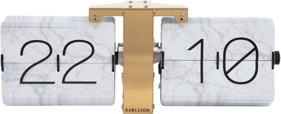 Karlsson Tafelklok Flipklok No Case Marble Wit 8.5x36x14cm Wandklok Modern