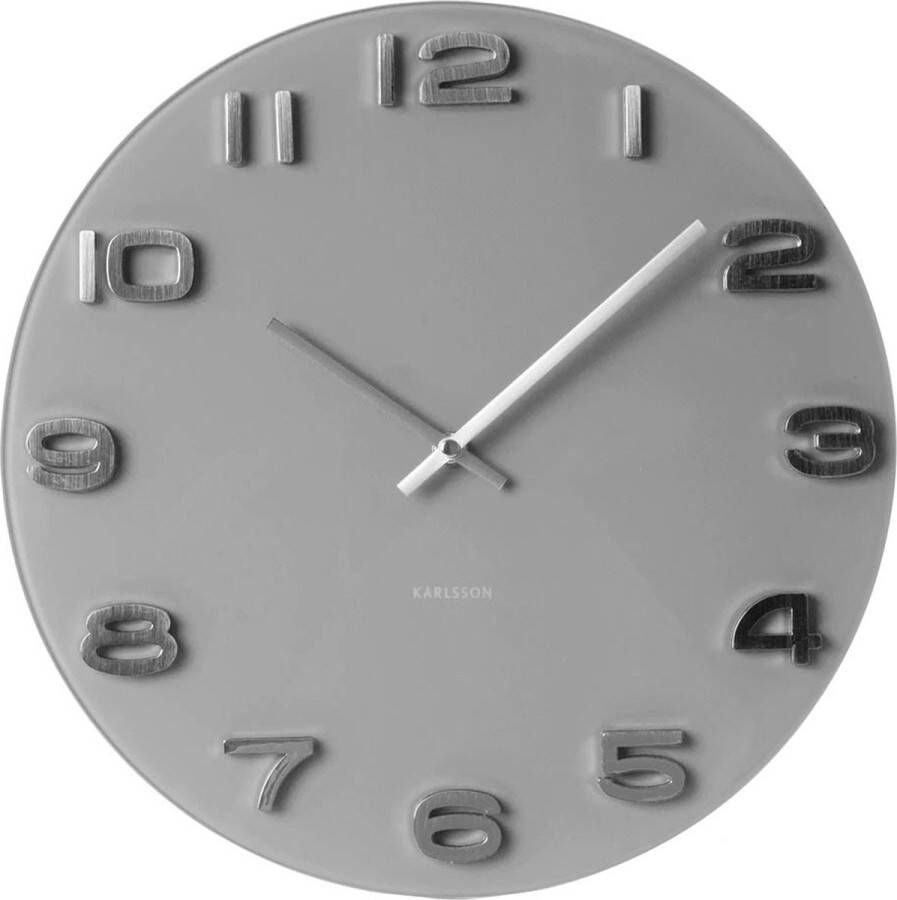 Karlsson Vintage Round Klok Rond Glas �35 cm Grijs