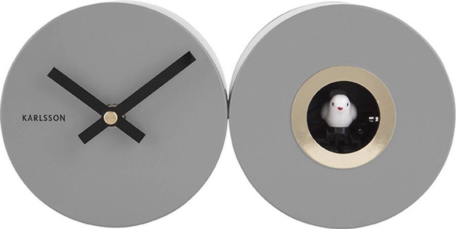 Karlsson Wall clock Duo Cuckoo matt mouse grey