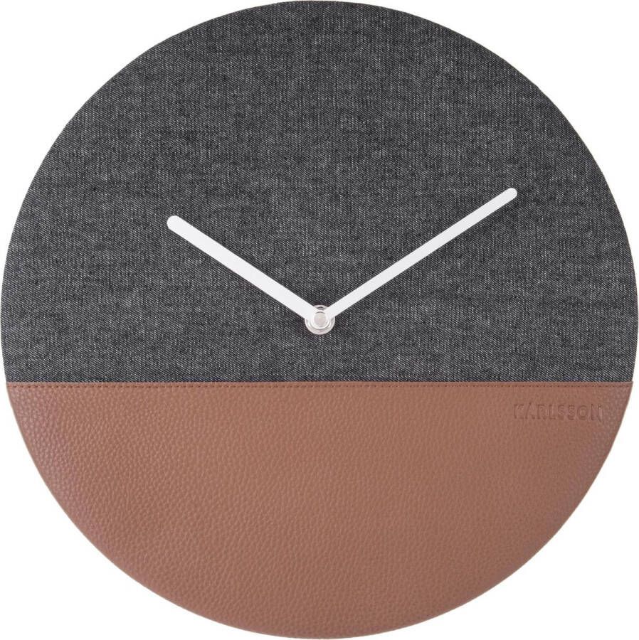 Karlsson Wall Clock Leather & Jeans Grey