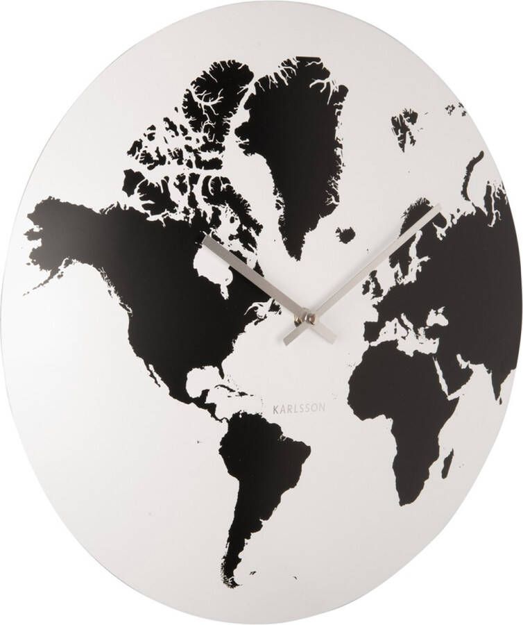 Karlsson Wall clock World Map metal white