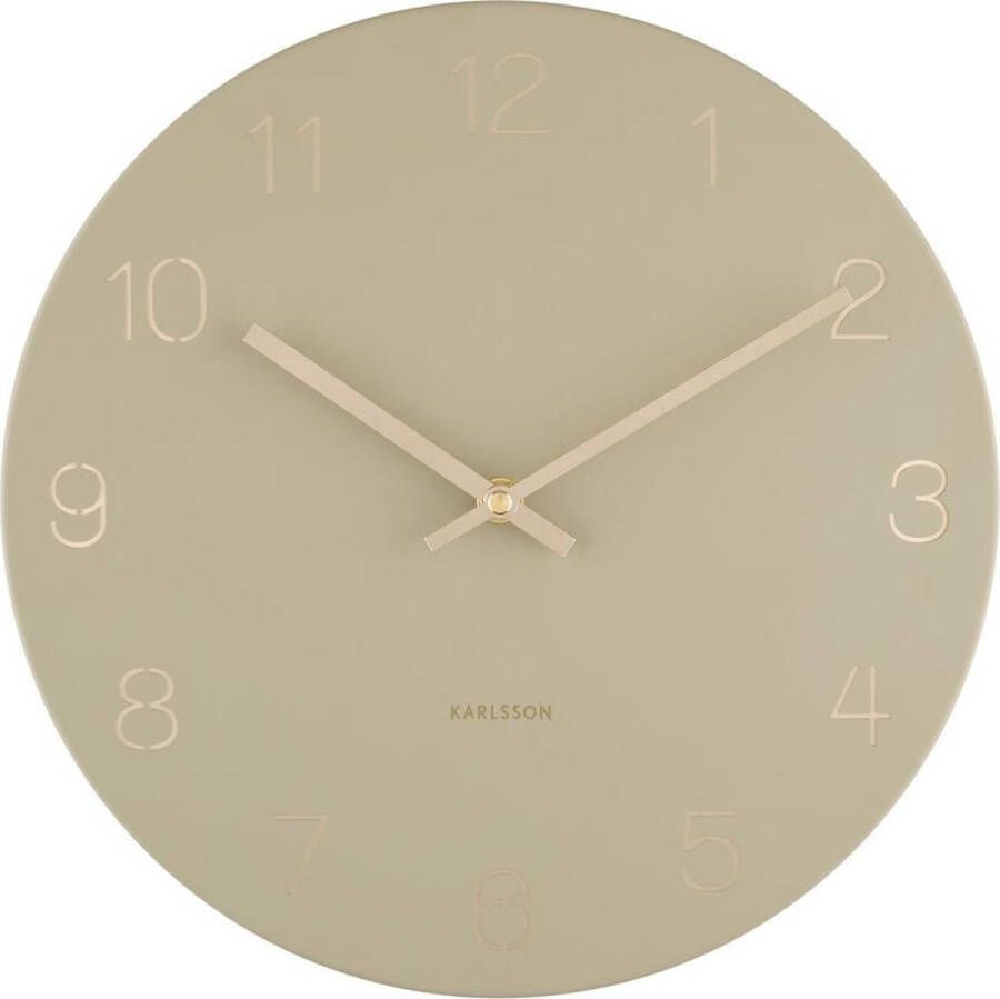 Karlsson Charm engraved numbers Wandklok Staal Ø30cm Groen (Olijfgroen)