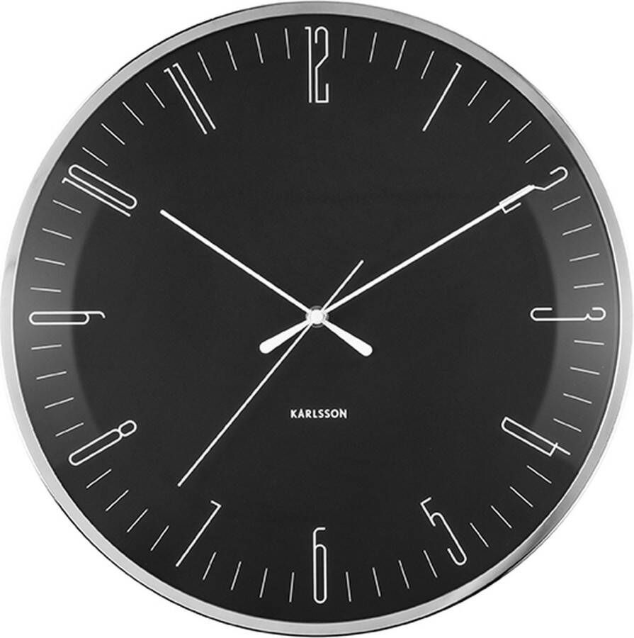 Karlsson Wandklokken Wall clock Dragonfly Dome glass Zwart