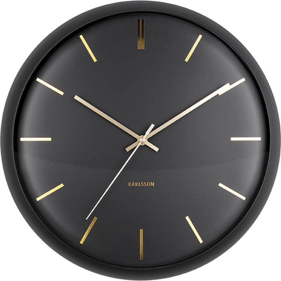 Karlsson wandklok Globe 40 cm staal zwart goud