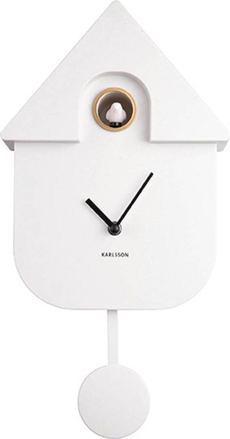 Karlsson wandklok Modern Cuckoo 41 x 21 5 cm staal wit