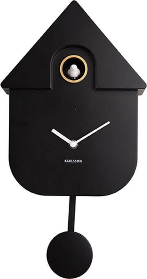 Karlsson wandklok Modern Cuckoo 41 x 21 5 cm staal zwart