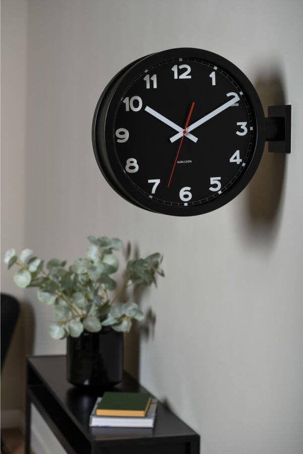 Karlsson Wandklok New Classic Double Sided Zwart 13x44.5x38cm Wandklok Modern