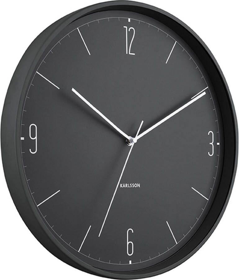 Karlsson Wandklok Numbers & Lines IJzer Mat Zwart Ø40cm