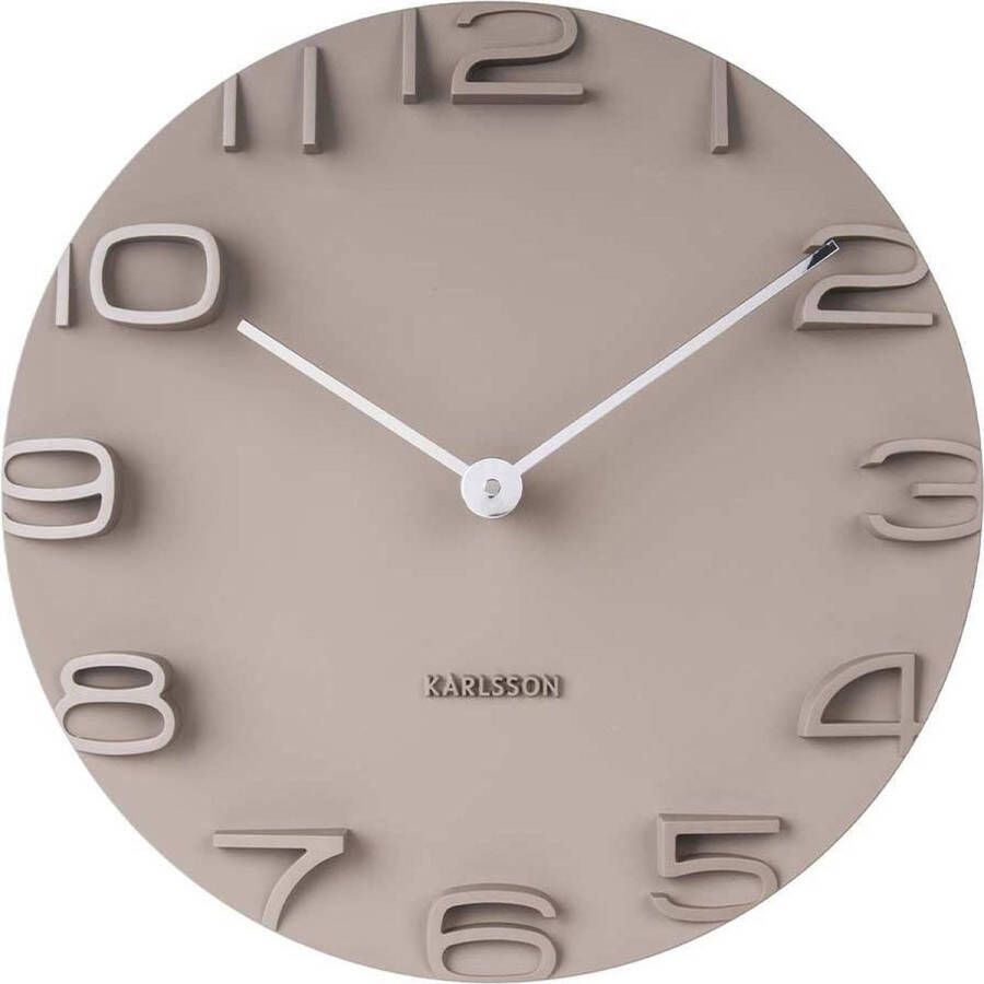 Karlsson Wandklok On The Edge Warm Grijs met chromen wijzers Ø42cm