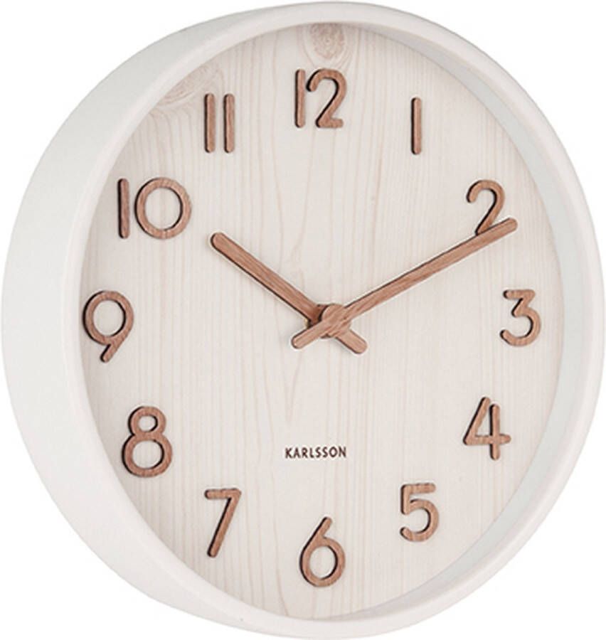 Karlsson Pure Wandklok Lindenhout Diameter 22 cm Wit