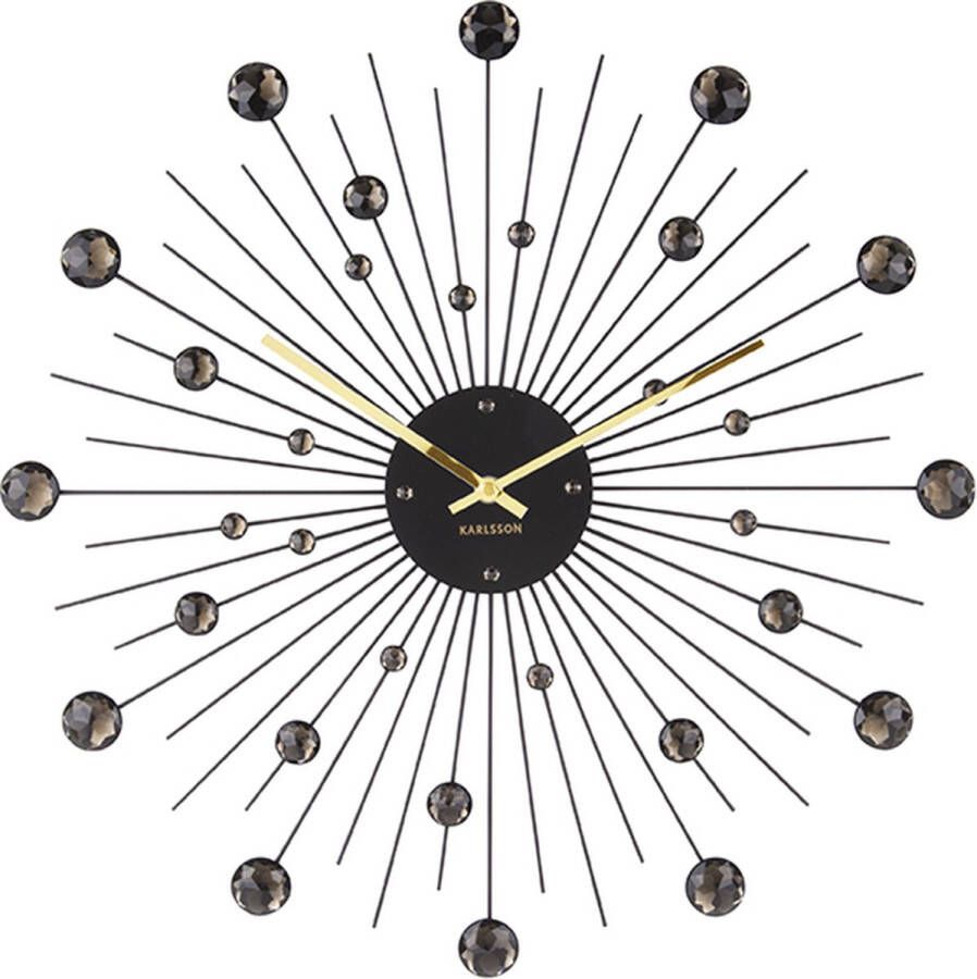 Karlsson Wandklok Sunburst Kristal Zwart Large Ø50cm
