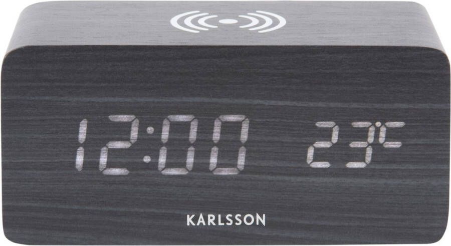 Karlsson Wekker Block LED Zwart 7 4x15x7 1cm Modern
