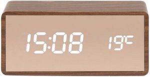 Karlsson Alarm clock Copper Mirror LED dark wood veneer