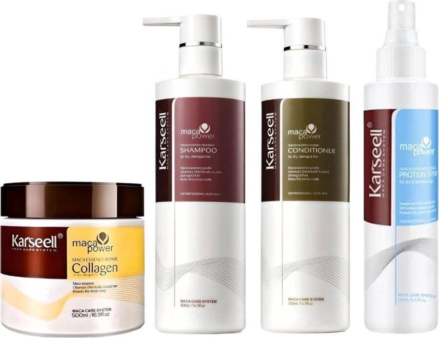 KARSEELL Haarmasker + Shampoo + Conditioner + Maca Care System Protein Spray Bundelvoordeel