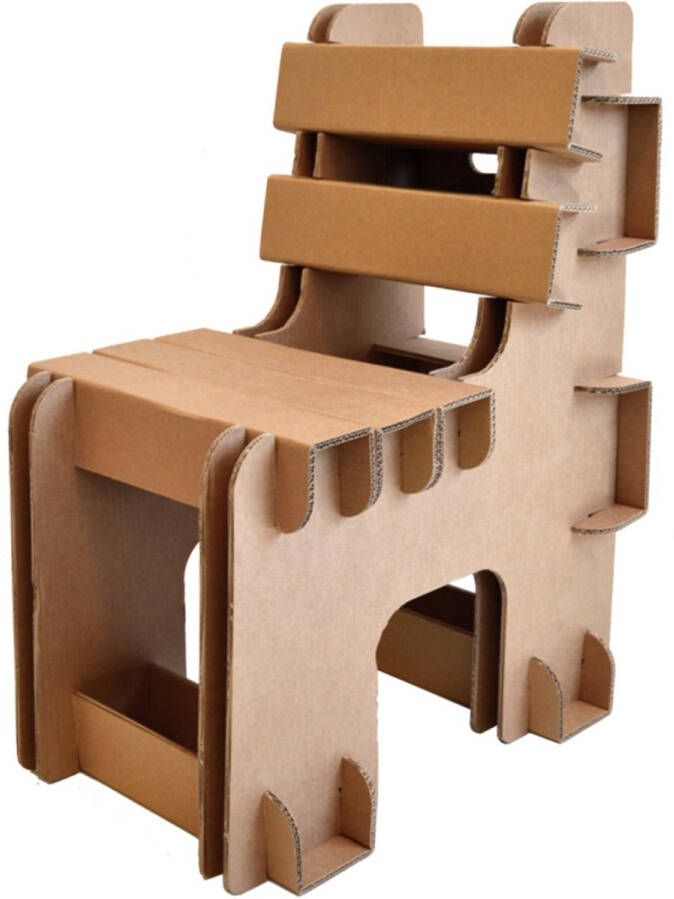KarTent Kartonnen Blok Stoel Kartonnen meubel Kartonnen stoel 55x40x80 cm Duurzaam Karton Hobbykarton
