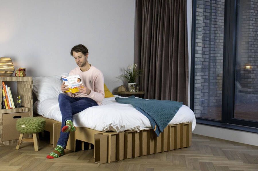 KarTent Kartonnen Boog Bed Matras: 80 x 220 cm (220x80x30 cm bed: 86 x 215cm) Extra lang bed Kartonnen meubels Bedbodem