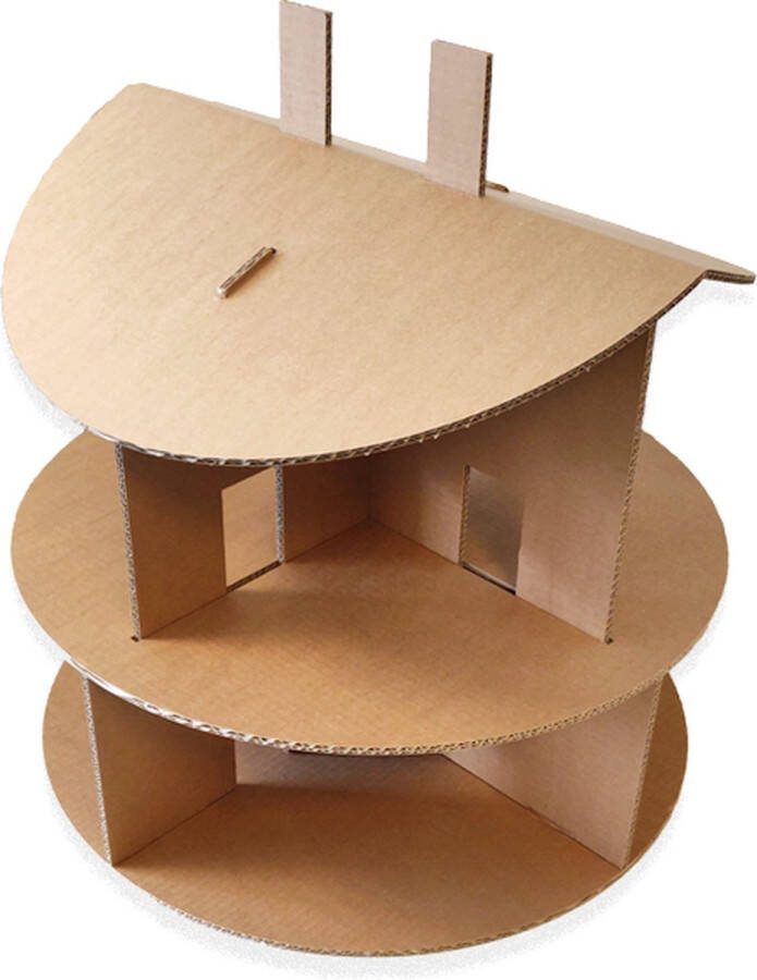KarTent Kartonnen Poppenhuis Rond 60x60x61 cm Zelf te versieren Doll house