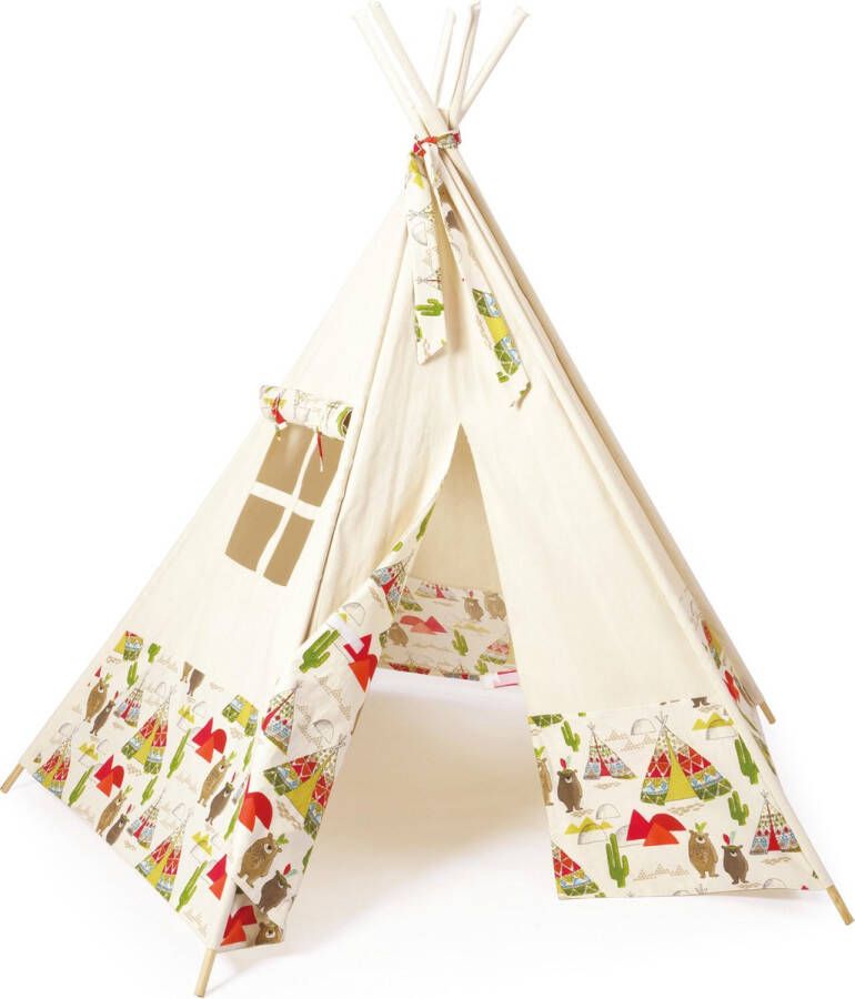 Käthe Kruse Katoenen Grote Tipi tent Wigwam speeltent voor kinderen 165 x 183 cm Extra stabiel door 5 stokken