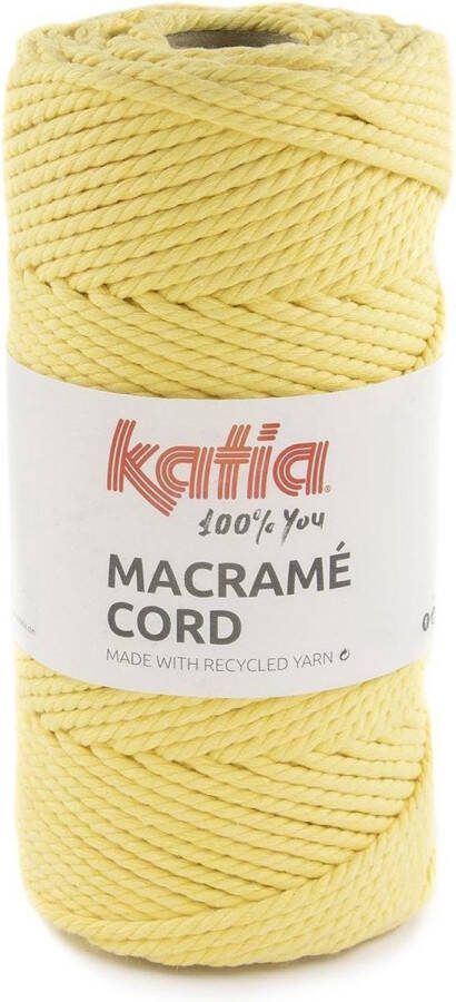 Katia 100 meter Macrame Geel Kleurnr. 112 macrame koord gerecycleerd getwijnd touw voor macramé plantenhanger macrame plantenhanger