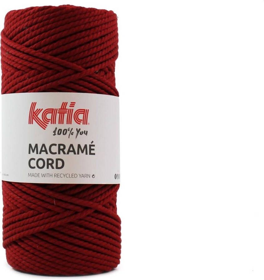 Katia 100 meter Macrame Intens Rood macrame koord gerecycleerd getwijnd touw voor macramé plantenhanger macrame plantenhanger