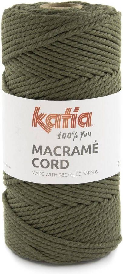 Katia 100 meter Macrame Olijfgroen Kaki macrame koord gerecycleerd getwijnd touw voor macramé plantenhanger macrame plantenhanger