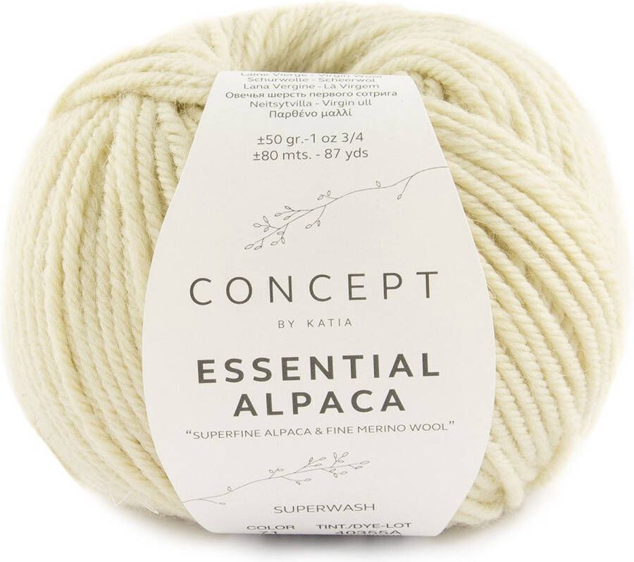 Katia 100 % natuurlijk Essential Alpaca Garen Ecru Kleurnr. 71 alpaca wol breigaren breien haken sjaal breien muts breien debardeur breien super zacht garen breiwol