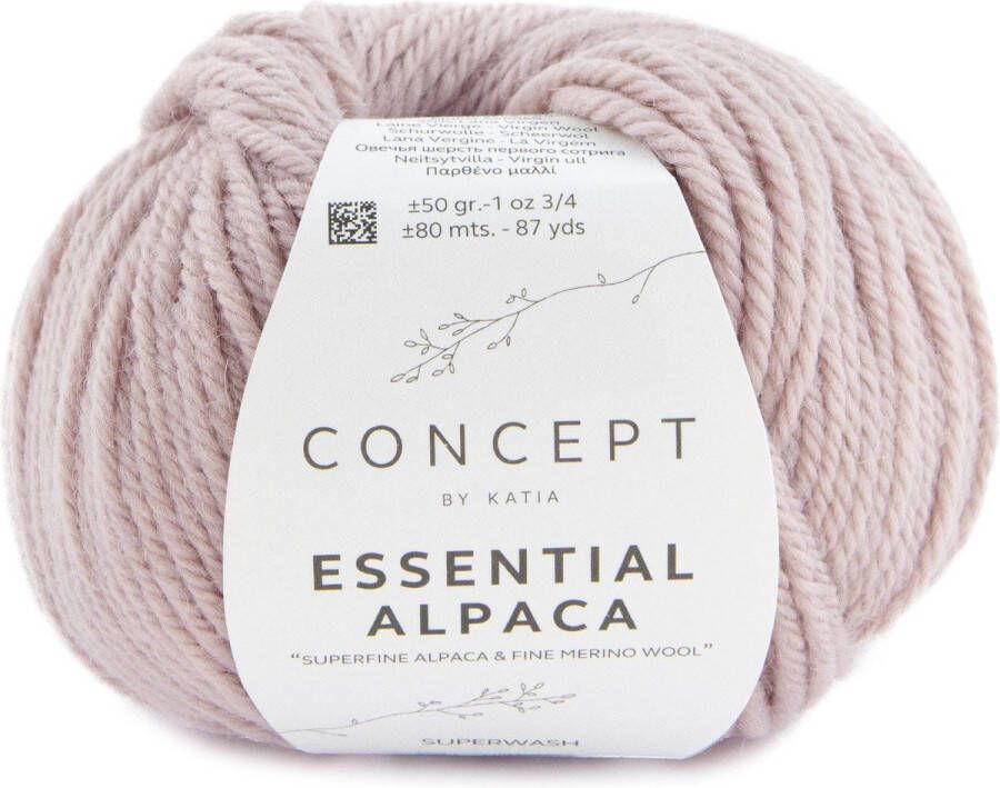Katia 100 % natuurlijk Essential Alpaca Garen Roze Babyroze Kleurnr. 91 alpaca wol breigaren breien haken sjaal breien muts breien debardeur breien super zacht garen breiwol