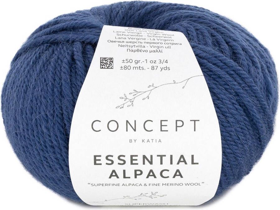 Katia 100 % natuurlijk Essential Alpaca Garen Blauw Kleurnr. 97 alpaca wol breigaren breien haken sjaal breien muts breien debardeur breien super zacht garen breiwol