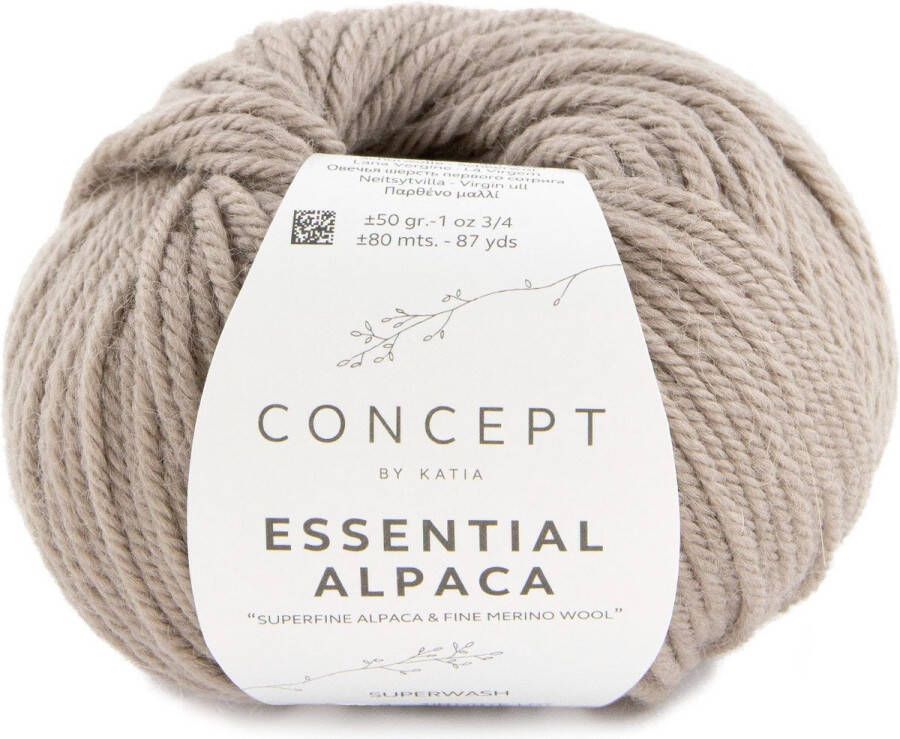 Katia 100 % natuurlijk Essential Alpaca Garen Grijsbeige Kleurnr. 94 alpaca wol breigaren breien haken sjaal breien muts breien debardeur breien super zacht garen breiwol