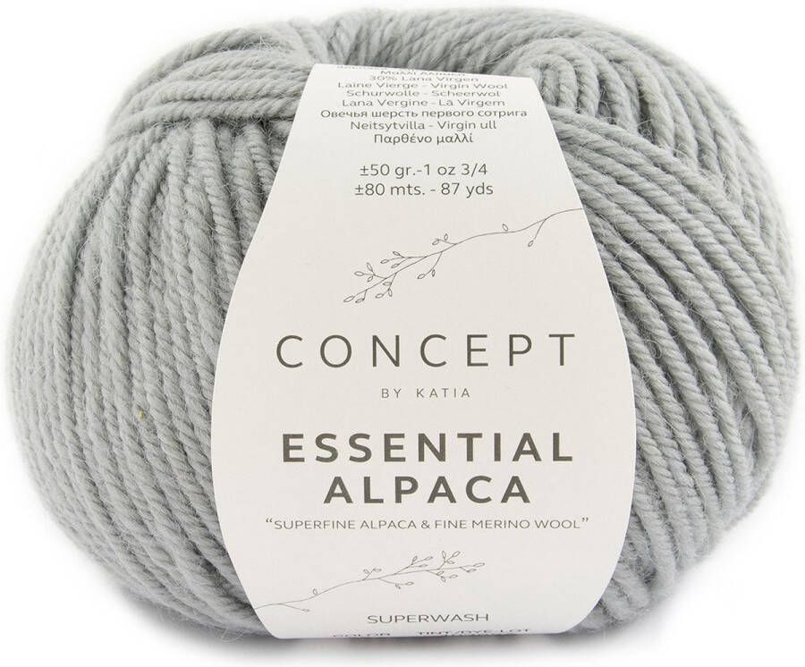 Katia 100 % natuurlijk Essential Alpaca Garen Licht Grijs Kleurnr. 85 alpaca wol breigaren breien haken sjaal breien muts breien debardeur breien super zacht garen breiwol