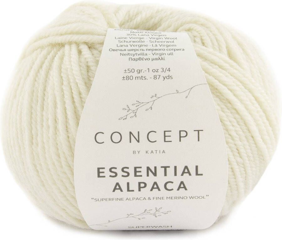 Katia 100 % natuurlijk Essential Alpaca Garen Wit Kleurnr. 70 alpaca wol breigaren breien haken sjaal breien muts breien debardeur breien super zacht garen breiwol