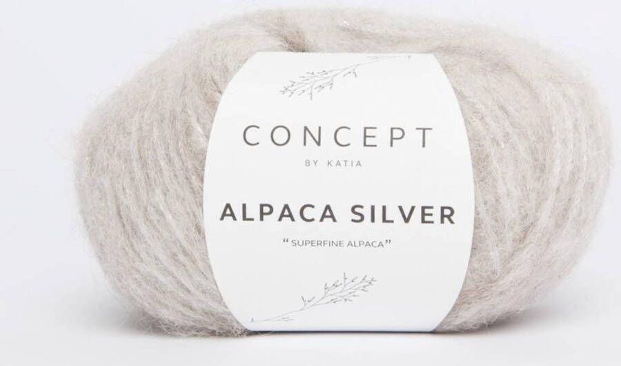 Katia Alpaca Wol Licht Beige Zilver nr. 251 alpaca wol breigaren breien haken sjaal breien muts breien debardeur breien super zacht garen breiwol
