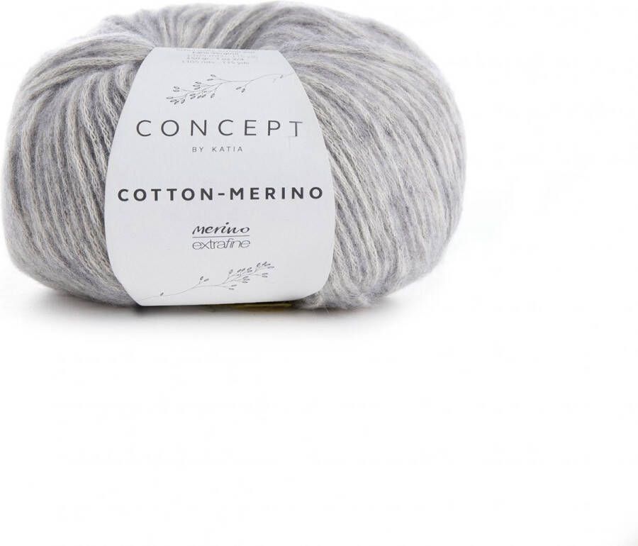 Katia Cotton-Merino Grijs Kleurnr. 106 merino wol breigaren breien haken sjaal breien muts breien debardeur breien super zacht garen breiwol breien voor beginners