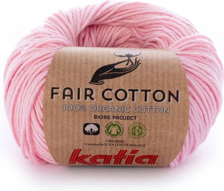 Katia Fair Cotton Roze Kleurnr. 9 1 bol biologisch garen haakkatoen amigurumi ecologisch haken breien duurzaam bio milieuvriendelijk haken breien katoen wol biowol garen breiwol breigaren