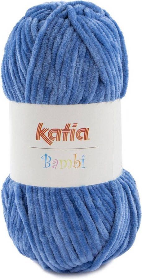 Katia Fluwelen Garen Bambi Blauw Kleurnr. 334 pluche haakgaren breien haken breigaren haken voor interieur haken voor baby super zacht fluweel wol velvet wol fluwelen garen breiwol chenille