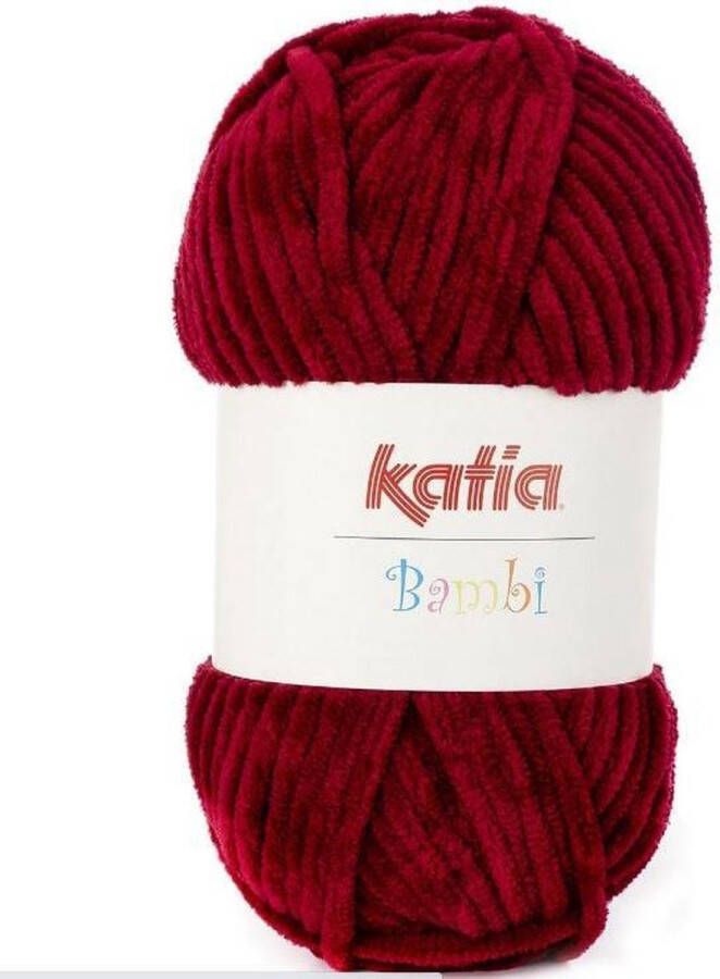 Katia Fluwelen Garen Bambi Bordeaux pluche haakgaren breien haken breigaren haken voor interieur haken voor baby super zacht fluweel wol velvet wol fluwelen garen breiwol chenille