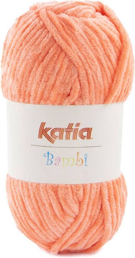 Katia Fluwelen Garen Bambi Corail Zalmoranje kleur 333 pluche haakgaren breien haken breigaren haken voor interieur haken voor baby super zacht fluweel wol velvet wol fluwelen garen breiwol chenille