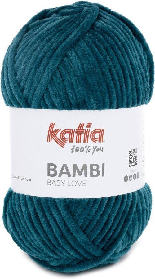 Katia Fluwelen Garen Bambi Donker Turquoise Kleurnr. 338 pluche haakgaren breien haken breigaren haken voor interieur haken voor baby fluweel wol velvet wol fluwelen garen breiwol chenille