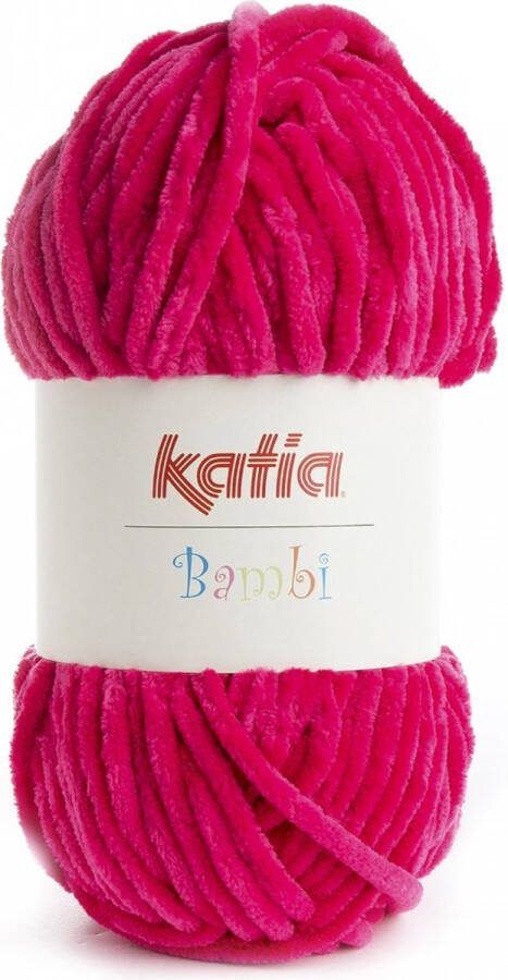 Katia Fluwelen Garen Bambi Fuchsia Kleurnr. 311 pluche haakgaren breien haken breigaren haken voor interieur haken voor baby fluweel wol velvet wol fluwelen garen breiwol chenille