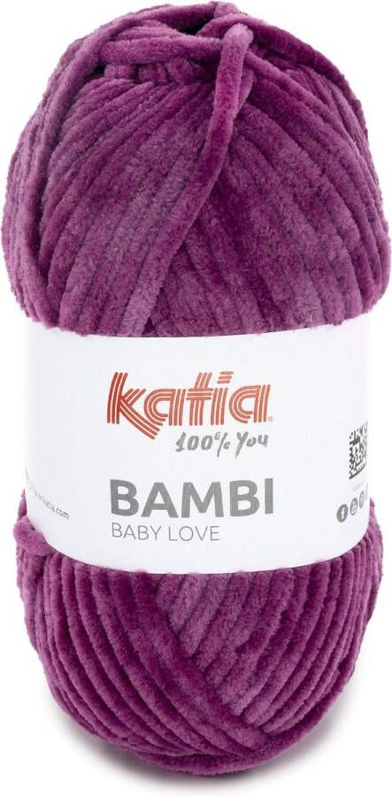 Katia Fluwelen Garen Bambi Pruim Paars Kleurnr. 337 pluche haakgaren breien haken breigaren haken voor interieur haken voor baby fluweel wol velvet wol fluwelen garen breiwol chenille