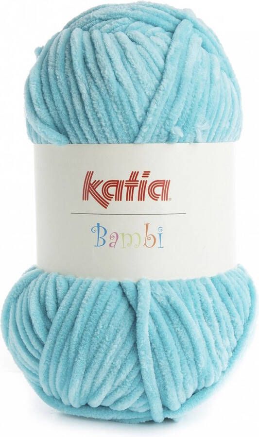 Katia Fluwelen Garen Bambi Turquoise Blauw Kleurnr. 317- pluche haakgaren breien haken breigaren haken voor interieur haken voor baby super zacht fluweel wol velvet wol fluwelen garen breiwol chenille