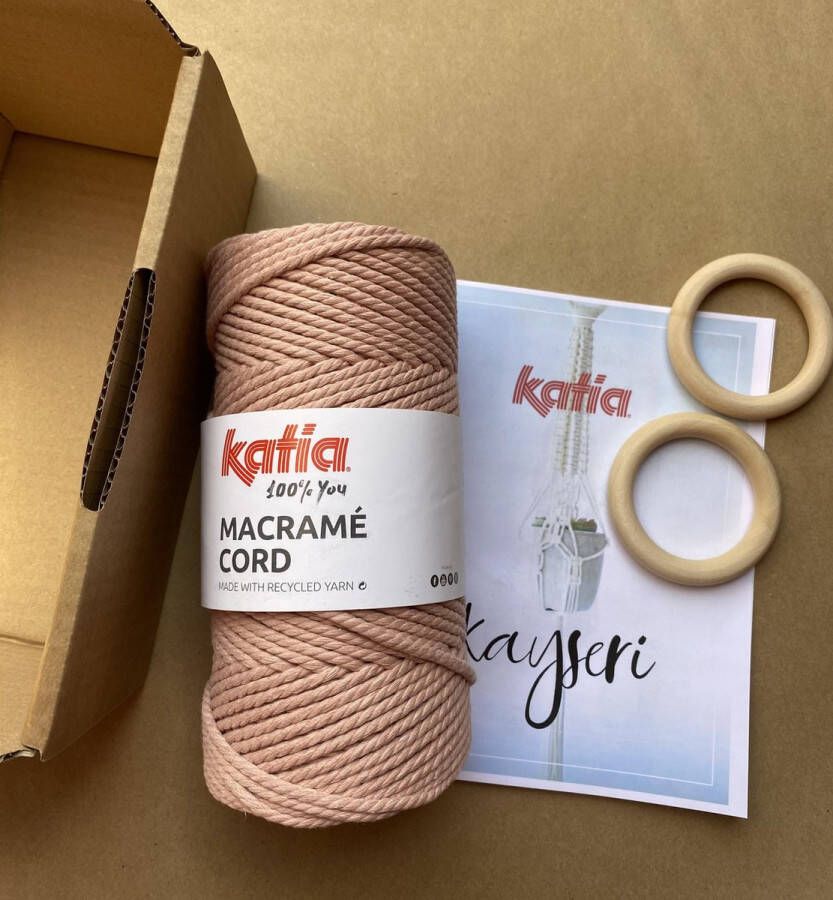 Katia Macrame pakket macrame plantenhanger oud roze DIY macrame touw macrame koord gerecycleerd getwijnd touw macramé plantenhanger zelf maken beginners