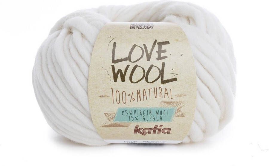 Katia Zeer warme wol Love Wool kleur 100 Ecru 100 gr. = 50 m