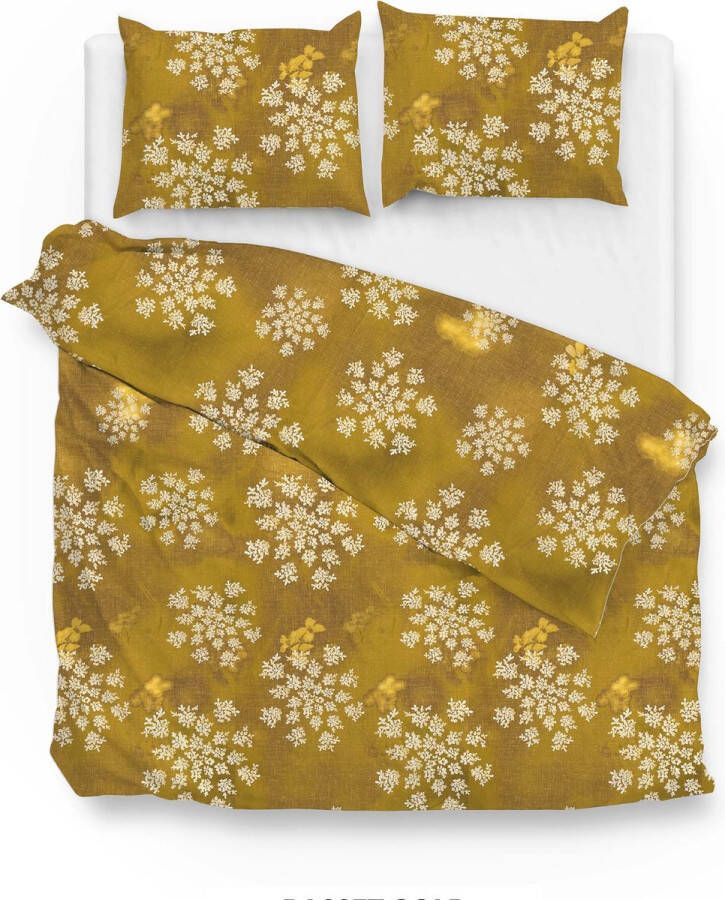 Katoen Zachte dekbedovertrek Flakes goud lits-jumeaux (240x200 220) fijn geweven en hoogwaardig prachtige uitstraling
