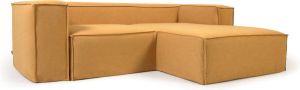 Kave Home 2-zitsbank Blok met rechter chaise longue en afneembare bekleding in mosterdgeel linnen240