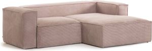 Kave Home 2-zitsbank Blok roze corduroy met chaise longue rechts 240 cm