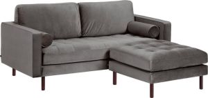 Kave Home 2-zitsbank Debra grijs velvet met voetenbank 182 cm